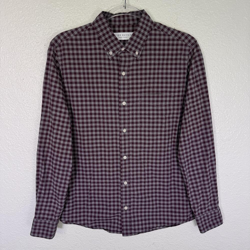 Peter Manning Shirt Mens size 3 Check Button Up Cotton Long Sleeve Portugal